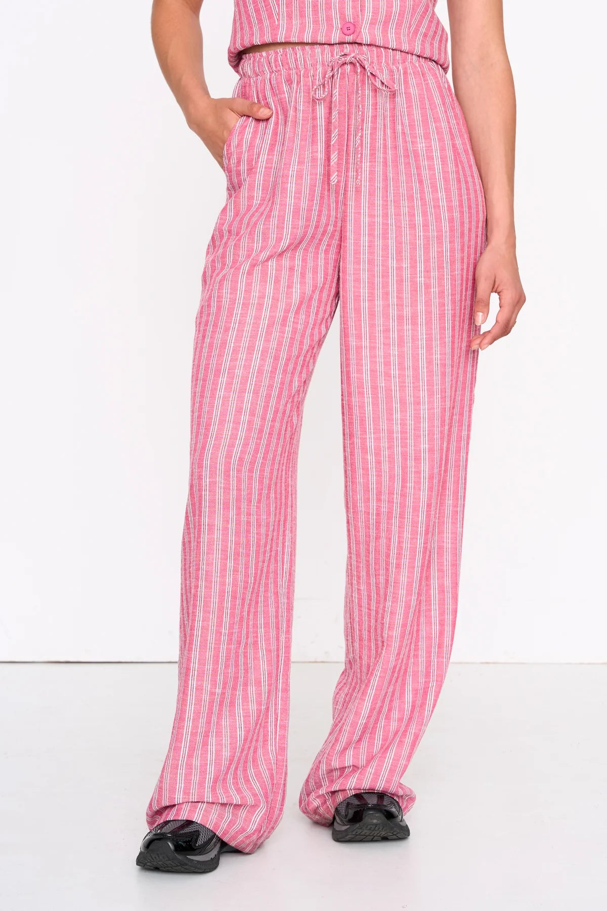 24 Colours - Roze streepbroek met elastiek