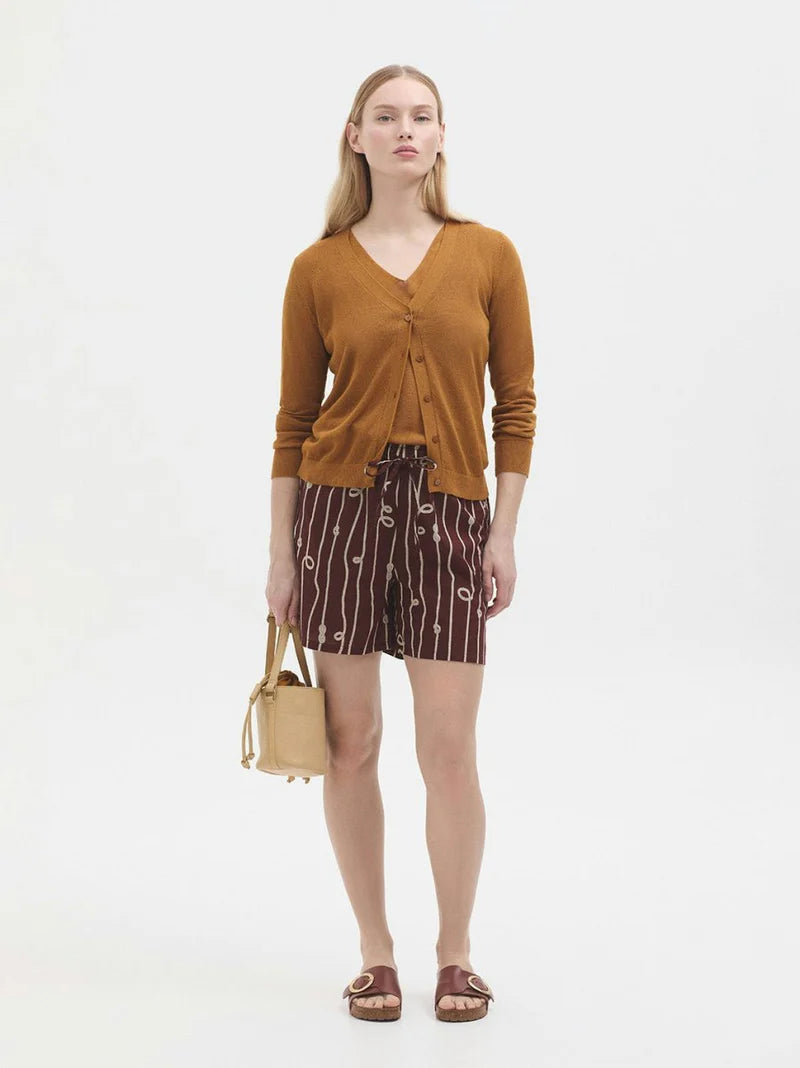 Nice Things - Robes & knots print basic short - Chestnut