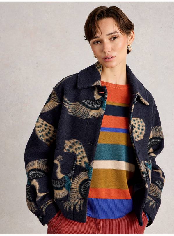 White Stuff - Alexa Wool Blend Jacket - Navy multi