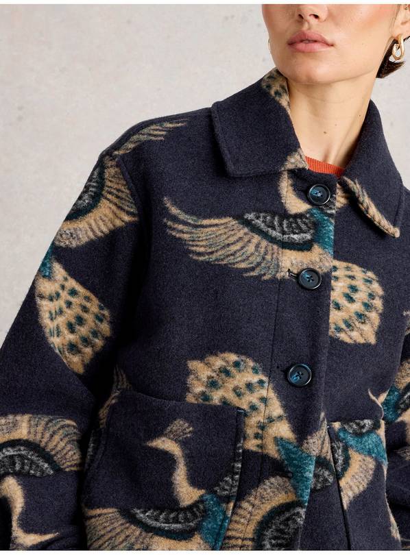 White Stuff - Alexa Wool Blend Jacket - Navy multi