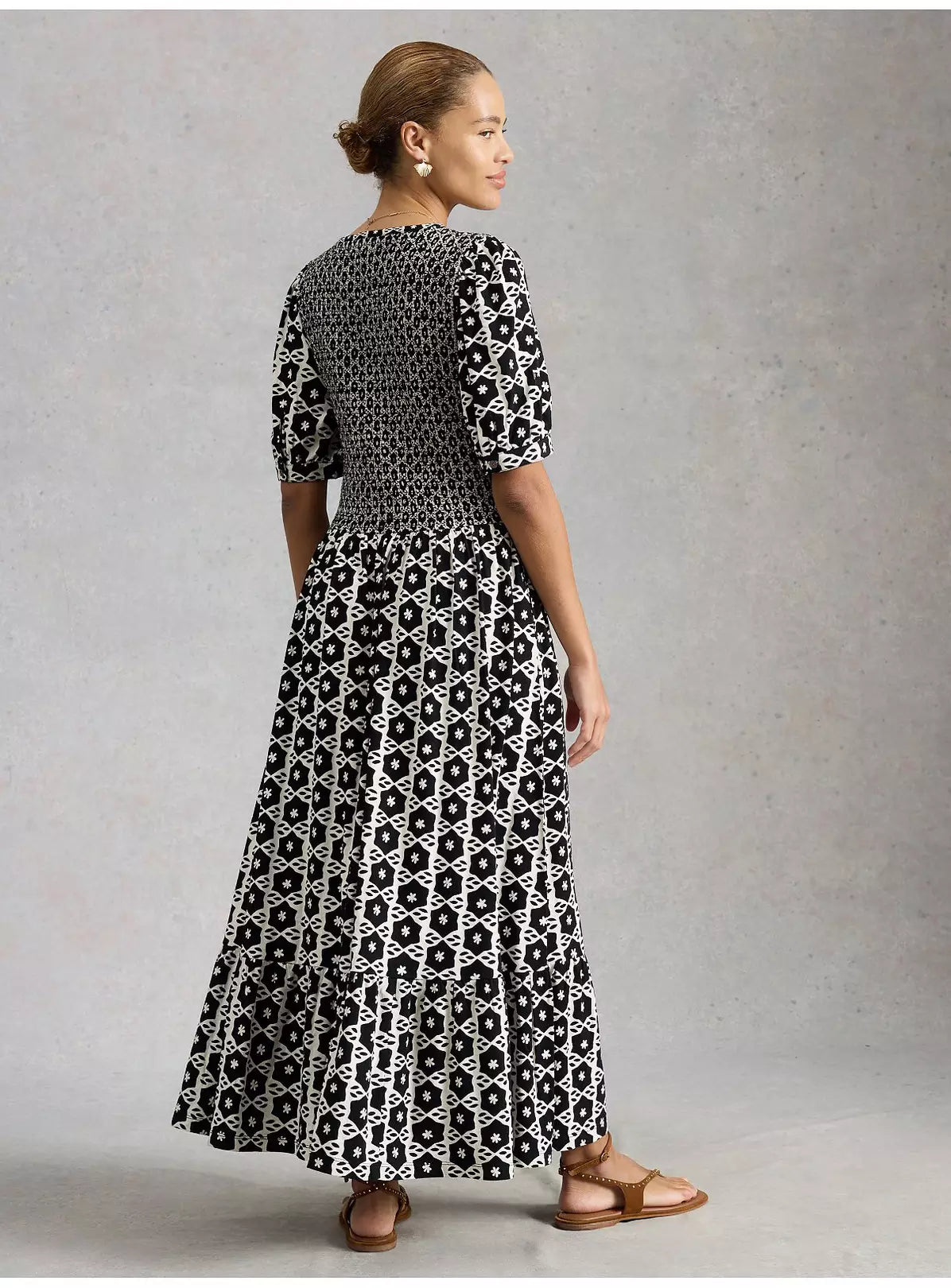 White stuff - Nola Shirred jersey dress - Black print