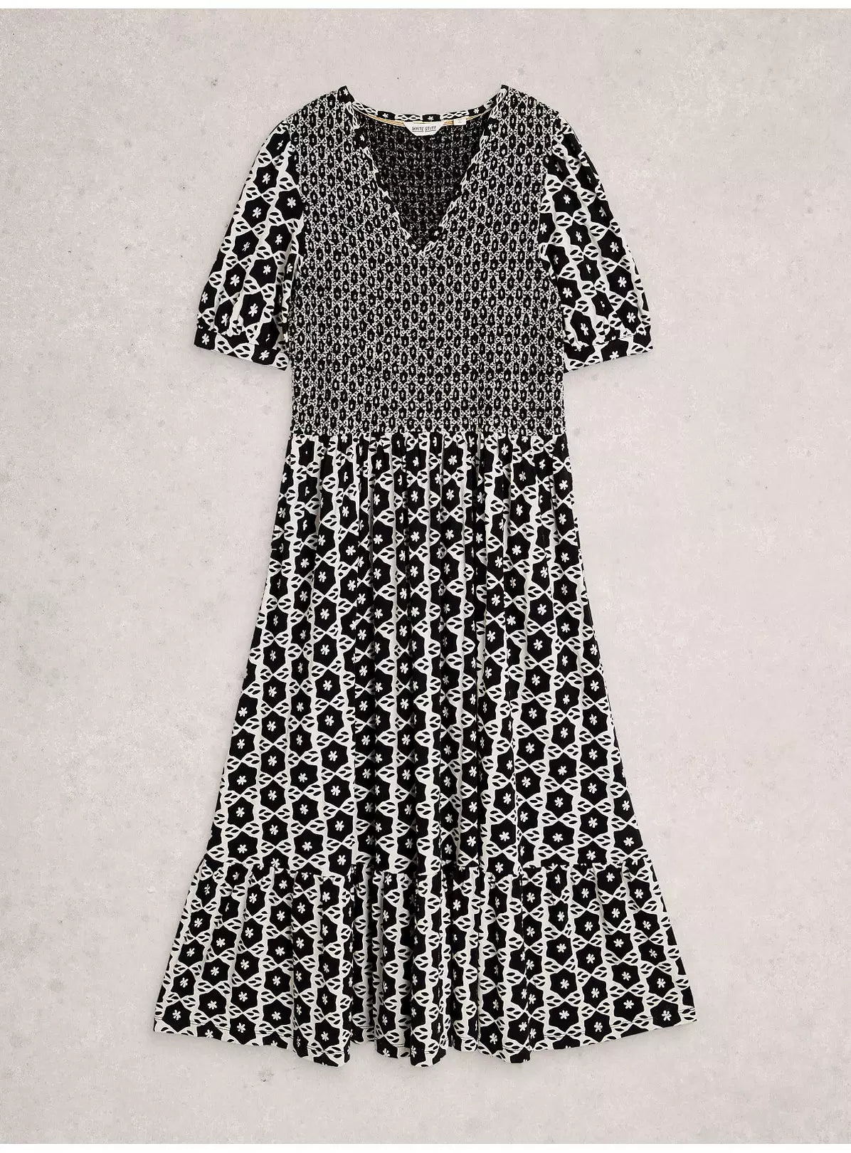 White stuff - Nola Shirred jersey dress - Black print